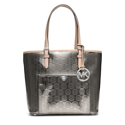 michael kors silver metallic bag|michael kors two tone bag.